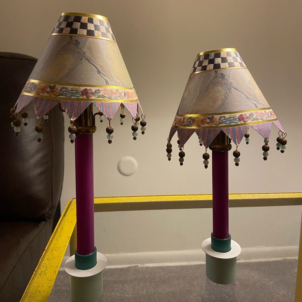 Mackenzie Childs vintage candlestick shades